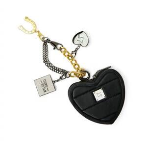 NEW THINK ROYLN women's luxe heart pouch with love charm keychain in luxe black